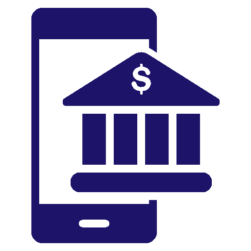 icon of a mobile phone and a bank